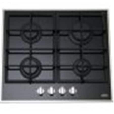 Summit Appliance GC424BGL 4-burner Gas-on-glass Cooktop With Sealed Burners And Cast Iron Grates